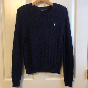 Ralph Lauren Classic Cable Knit Sweater. 100% Cotton. Navy. Vintage @2006.